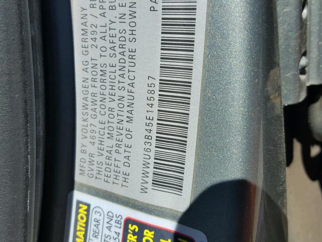 WVWWU63B45E145857 - 2005 VOLKSWAGEN PASSAT GLX 绿色 照片 10