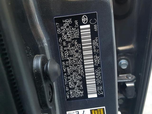 JTDKARFP2H3018122 - 2017 TOYOTA PRIUS PRIM 灰色 照片 10