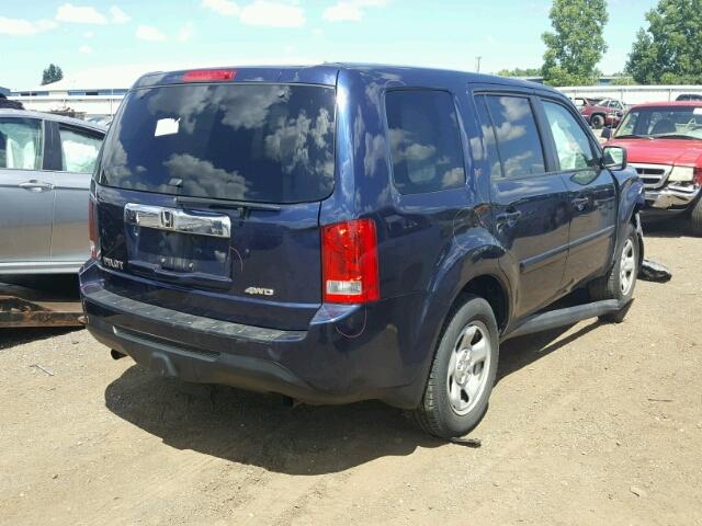 5FNYF4H29DB033570 - 2013 HONDA PILOT LX BLUE photo 4