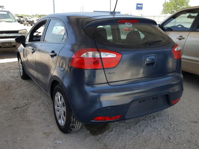 KNADN5A36D6205430 - 2013 KIA RIO EX BLUE photo 3