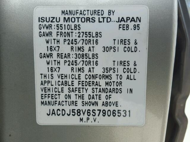 JACDJ58V6S7906531 - 1995 ISUZU TROOPER S GRAY photo 10