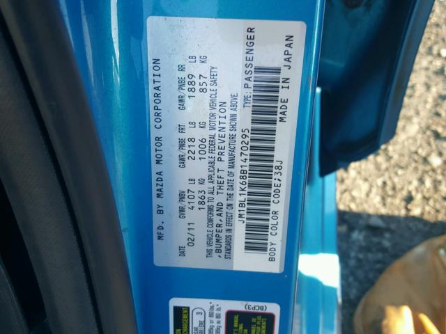 JM1BL1K68B1470295 - 2011 MAZDA 3 S BLUE photo 10