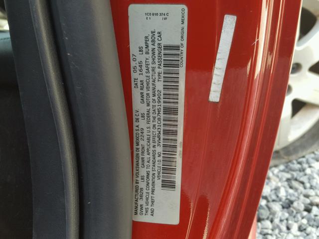 3VWRW31C87M519902 - 2007 VOLKSWAGEN NEW BEETLE წითელი ფოტო 10