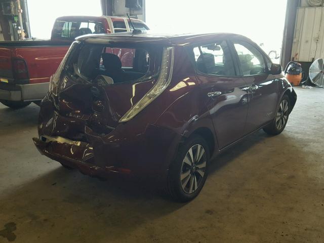 1N4BZ0CP5HC311172 - 2017 NISSAN LEAF S MAROON photo 4