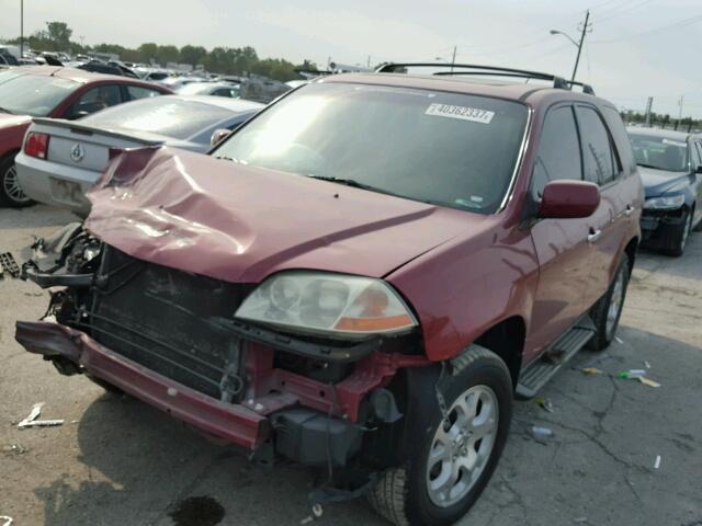 2HNYD186X2H542480 - 2002 ACURA MDX TOURIN MAROON photo 2