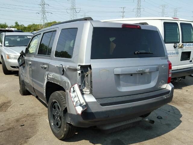 1C4NJPBB8ED827447 - 2014 JEEP PATRIOT SP GRAY photo 3