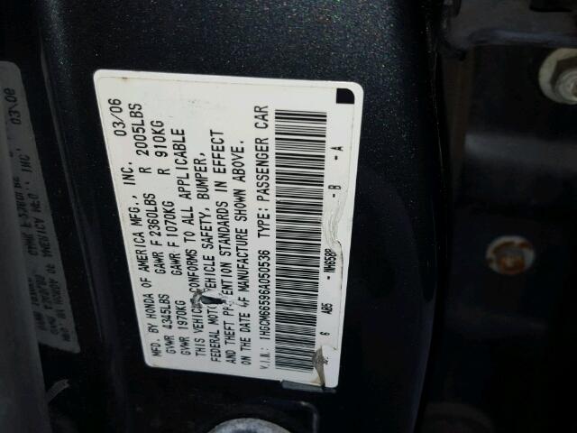 1HGCM66596A050536 - 2006 HONDA ACCORD EX GRAY photo 10