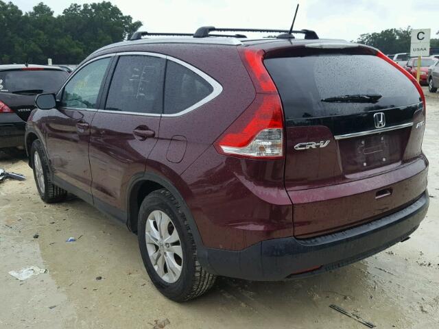 5J6RM4H70EL066696 - 2014 HONDA CR-V EXL MAROON photo 3