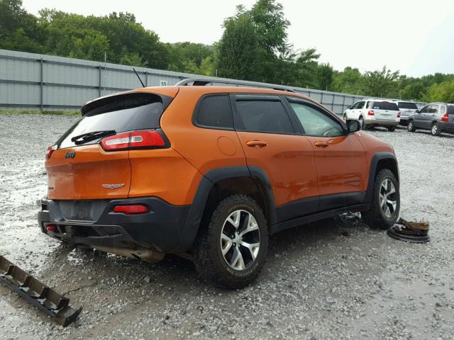 1C4PJMBS1FW635445 - 2015 JEEP CHEROKEE T ORANGE photo 4