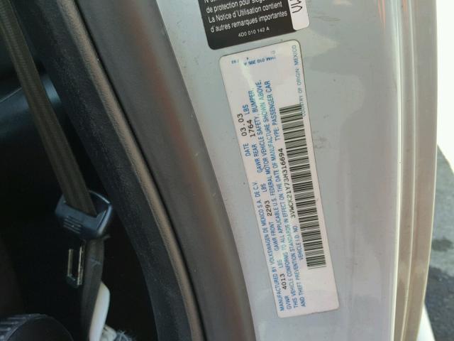 3VWCK21Y73M316694 - 2003 VOLKSWAGEN NEW BEETLE 蓝色 照片 10