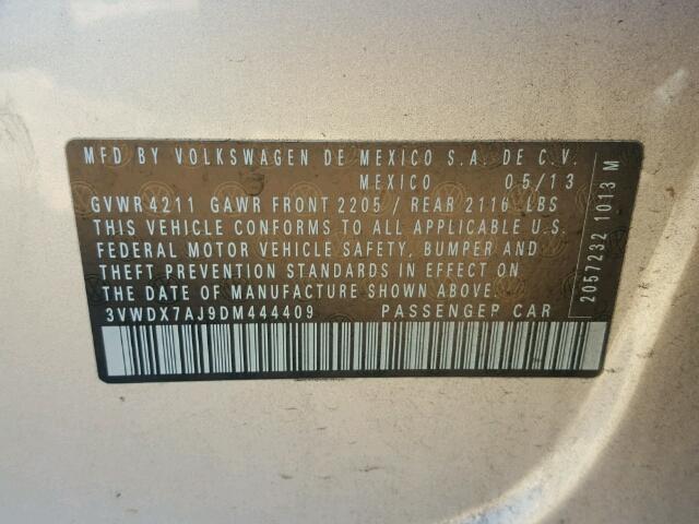 3VWDX7AJ9DM444409 - 2013 VOLKSWAGEN JETTA SE Gümüş foto 10