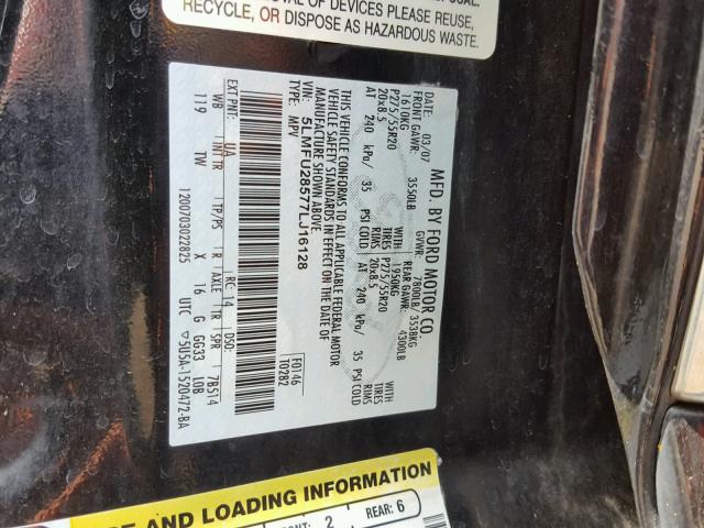 5LMFU28577LJ16128 - 2007 LINCOLN NAVIGATOR Czarny zdjęcie 10