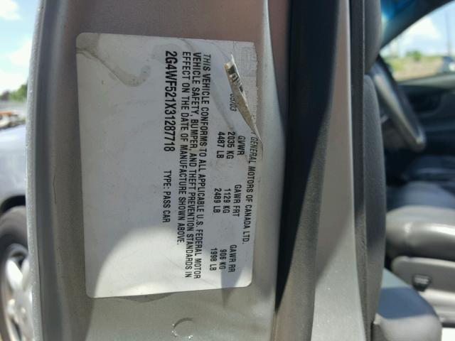 2G4WF521X31287718 - 2003 BUICK REGAL GS SILVER photo 10