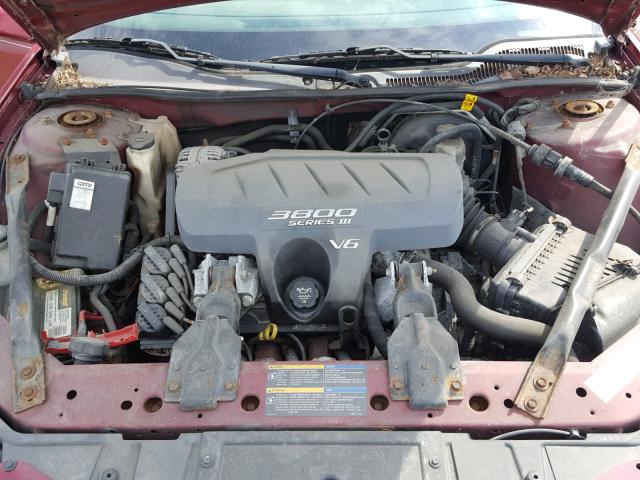 2G2WP522451191312 - 2005 PONTIAC GRAND PRIX Бордовий фото 7