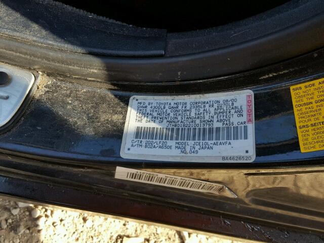 JTHBD182210013793 - 2001 LEXUS IS 300 BLACK photo 10