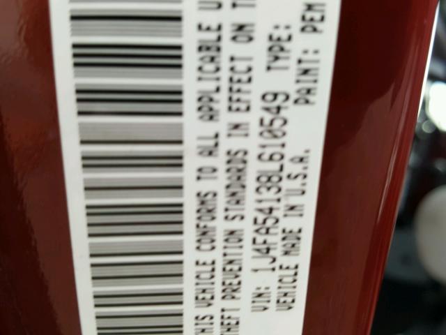 1J4FA54138L610549 - 2008 JEEP WRANGLER S Tünd qırmızı foto 10