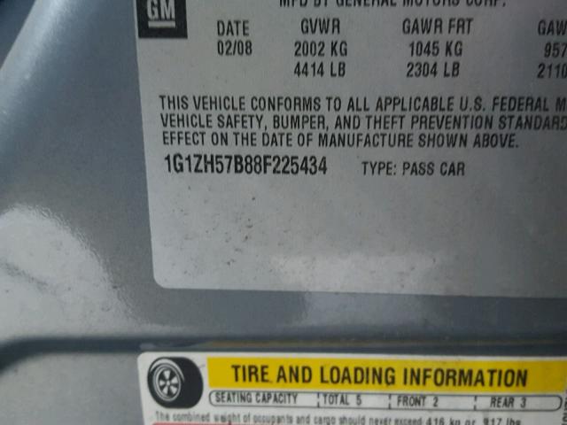 1G1ZH57B88F225434 - 2008 CHEVROLET MALIBU 1LT BLUE photo 10