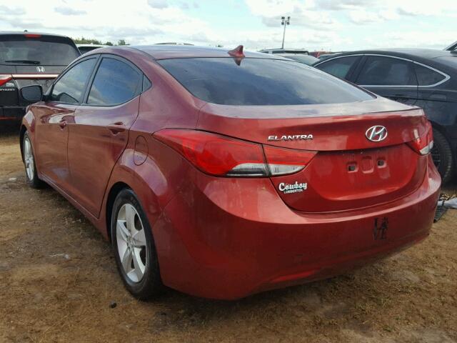 5NPDH4AE9DH396921 - 2013 HYUNDAI ELANTRA GL RED photo 3