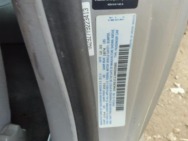 3VWCB21C11M450585 - 2001 VOLKSWAGEN NEW BEETLE 银色 照片 10