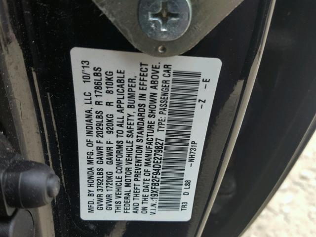 19XFB2F94DE279827 - 2013 HONDA CIVIC EXL 黑色 照片 10