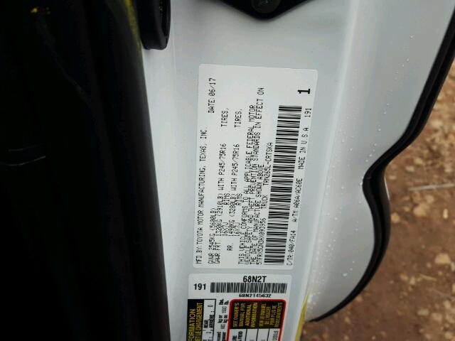 5TFRX5GN3HX093956 - 2017 TOYOTA TACOMA ACC WHITE photo 10