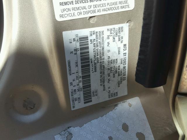 5LMFU27567LJ03999 - 2007 LINCOLN NAVIGATOR 金色 照片 10