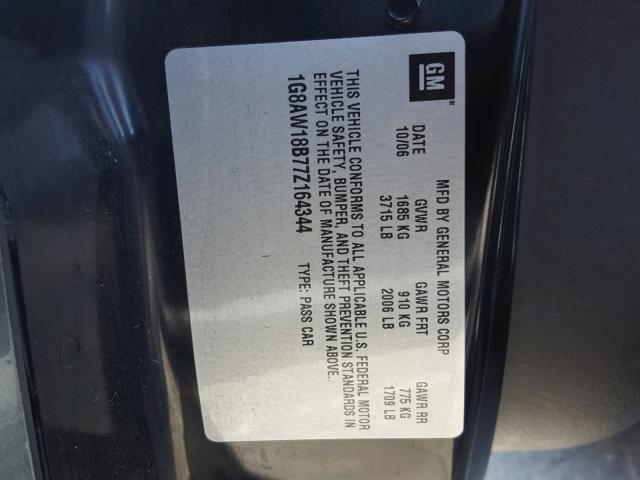 1G8AW18B77Z164344 - 2007 SATURN ION LEVEL GRAY photo 10