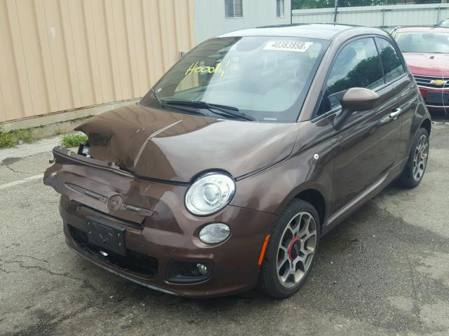 3C3CFFBR0ET258124 - 2014 FIAT 500 SPORT BROWN photo 2