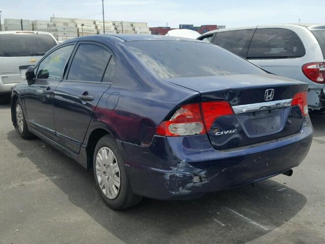 2HGFA16329H513811 - 2009 HONDA CIVIC VP BLUE photo 3