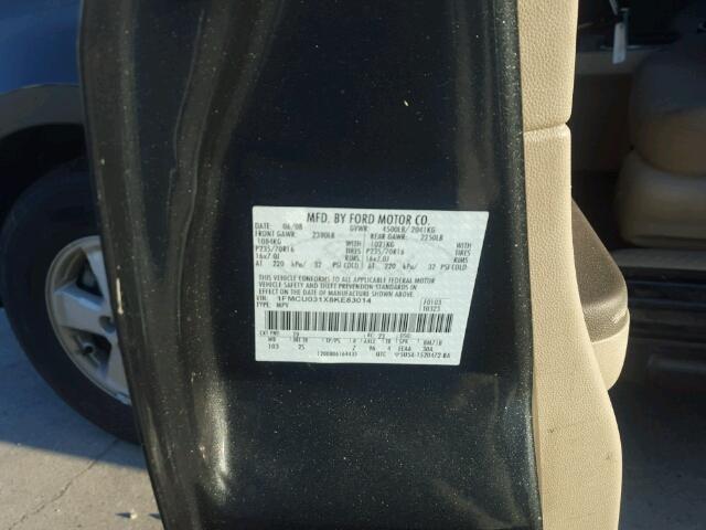 1FMCU031X8KE83014 - 2008 FORD ESCAPE XLT GRAY photo 10