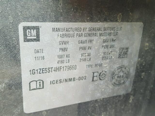 1G1ZE5ST4HF179660 - 2017 CHEVROLET MALIBU GRAY photo 10