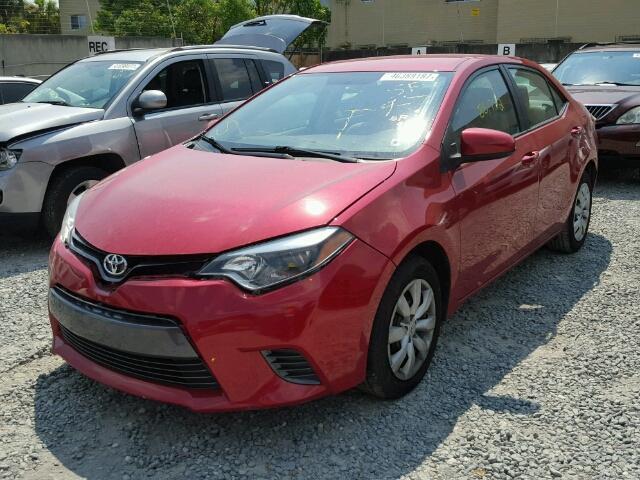 2T1BURHE5FC377360 - 2015 TOYOTA COROLLA L RED photo 2