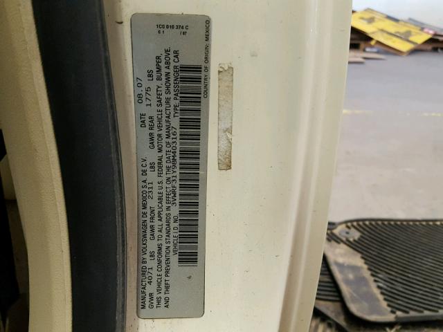 3VWRF31Y98M403167 - 2008 VOLKSWAGEN NEW BEETLE კრემისფერი ფოტო 10