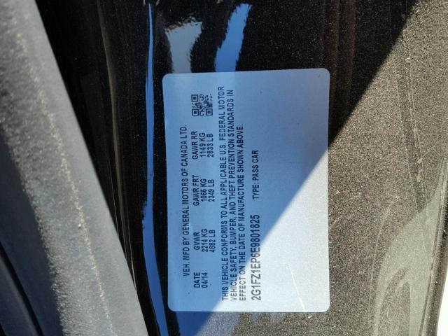 2G1FZ1EP6E9801825 - 2014 CHEVROLET CAMARO ZL1 黑色 照片 10