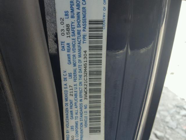 3VWCK21C32M451304 - 2002 VOLKSWAGEN NEW BEETLE 蓝色 照片 10