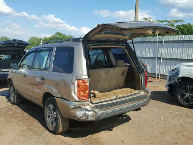 2HKYF18165H541004 - 2005 HONDA PILOT LX GOLD photo 3