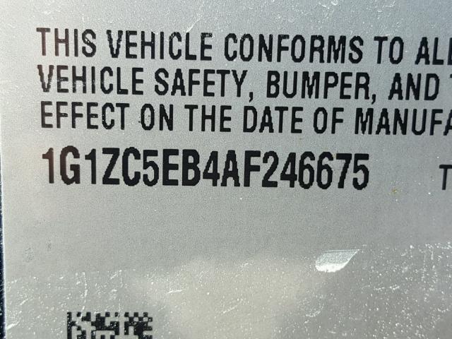 1G1ZC5EB4AF246675 - 2010 CHEVROLET MALIBU 1LT შავი ფოტო 10