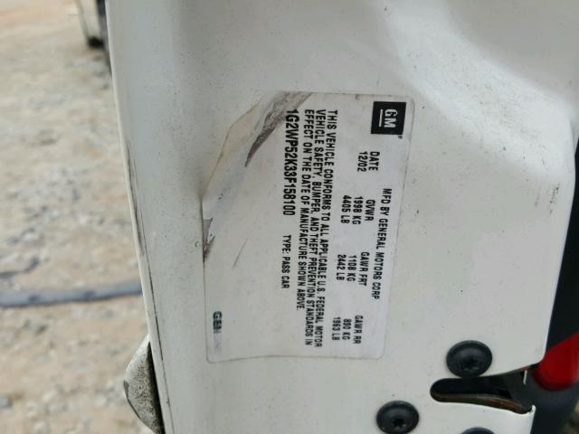 1G2WP52K33F158100 - 2003 PONTIAC GRAND PRIX WHITE photo 10