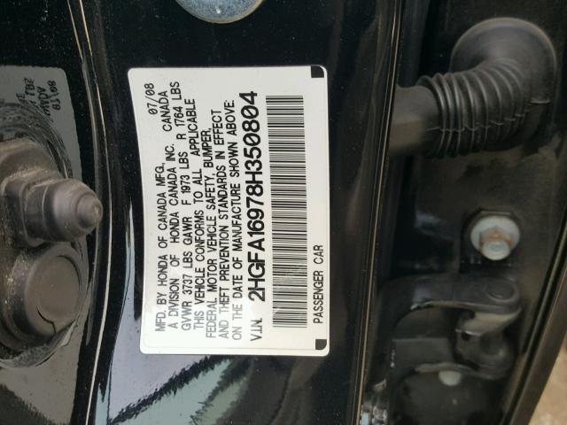 2HGFA16978H350804 - 2008 HONDA CIVIC EXL 黑色 照片 10