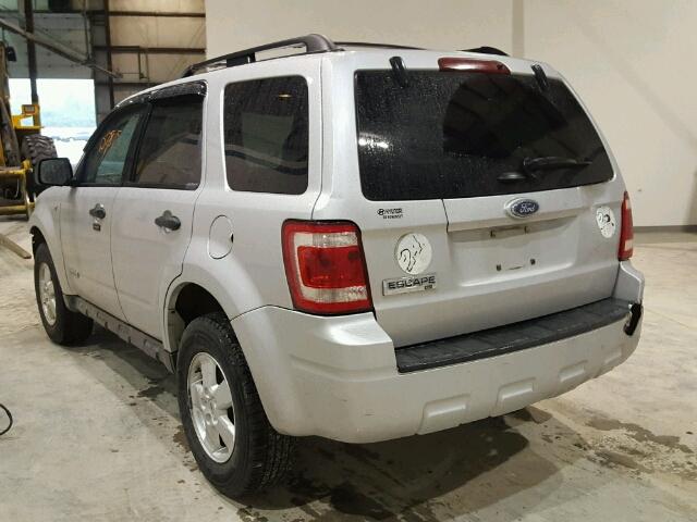 1FMCU03158KA59708 - 2008 FORD ESCAPE SILVER photo 3