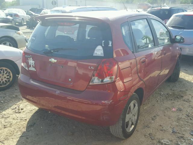 KL1TD66607B717276 - 2007 CHEVROLET AVEO BASE Կարմիր լուսանկար 4