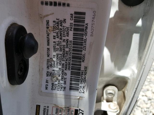 1NXBR32E15Z551316 - 2005 TOYOTA COROLLA SE WHITE photo 10