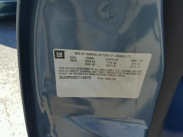 2G2WP552571145678 - 2007 PONTIAC GRAND PRIX BLUE photo 10