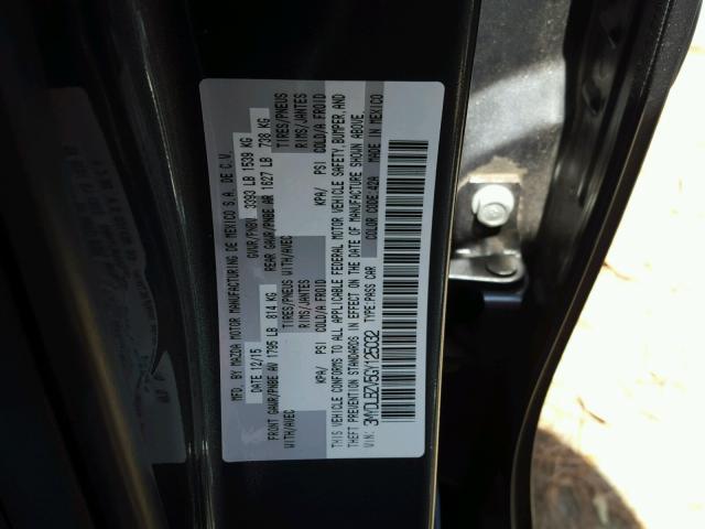 3MYDLBZV5GY125032 - 2016 TOYOTA SCION IA CHARCOAL photo 10