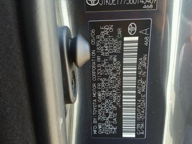 JTKDE177560143409 - 2006 TOYOTA SCION TC 石墨色 照片 10