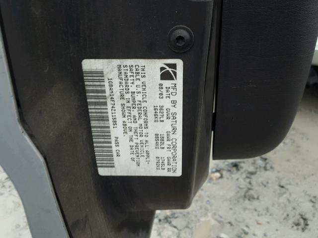 1G8AM14F74Z115851 - 2004 SATURN ION LEVEL SILVER photo 10