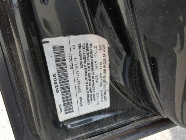 YV1LW56D1X2540050 - 1999 VOLVO V70 GLT BLACK photo 10