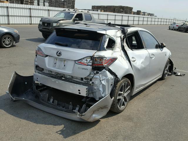 JTHKD5BH5E2192958 - 2014 LEXUS CT SILVER photo 4