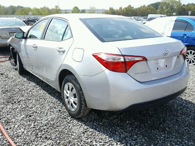 5YFBURHE5FP302206 - 2015 TOYOTA COROLLA L SILVER photo 3