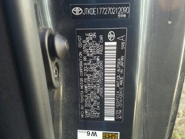 JTKDE177270212090 - 2007 TOYOTA SCION TC მწვანე ფოტო 10